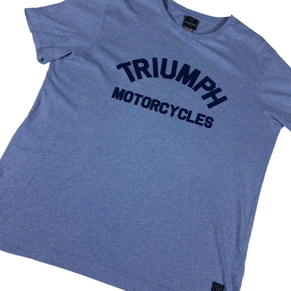 Triumph Motorcycles T-Shirt Mens Large Blue Graphic Logo Short Sleeve Tee